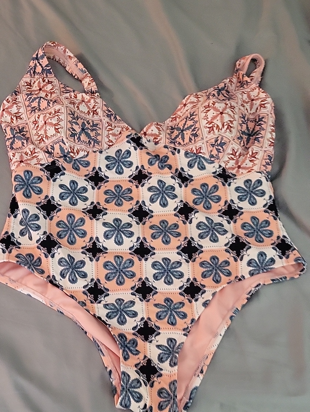 Target Women's Pink and Blue One-Piece Swimsuit